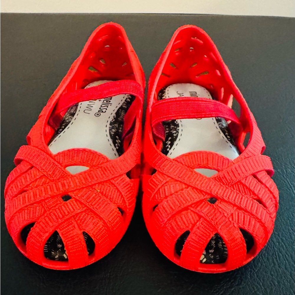 Mini Melissa Red Sandals Crisscross Design